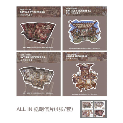 #011 SKYISLE STICKERS 5.0 DIY 3D Scene Stickers 4 Miniature Scenes(M)