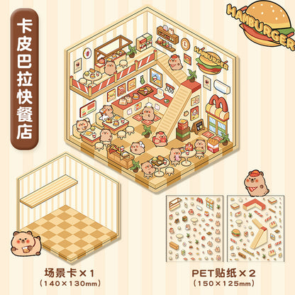 #801 Wonderful Shop DIY 3D Scene Stickers 4 Cute Miniature Scenes(S)